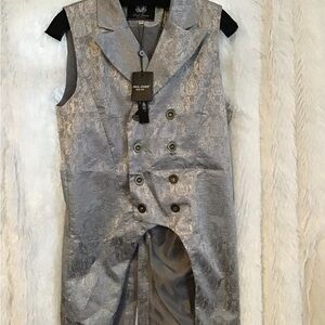 Elegant Silver Paisley Vest